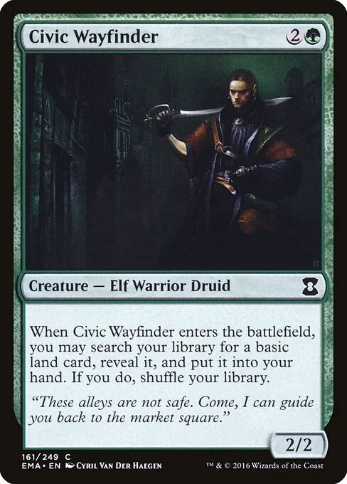 Civic Wayfinder, carta Magic di tipo Creature — Elf Druid Warrior illustrata da Cyril Van Der Haegen