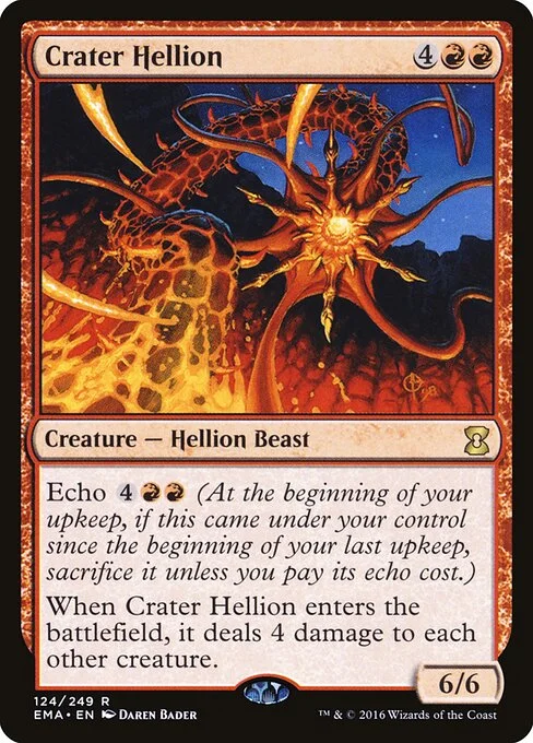 Crater Hellion, carta Magic di tipo Creature — Hellion Beast illustrata da Daren Bader