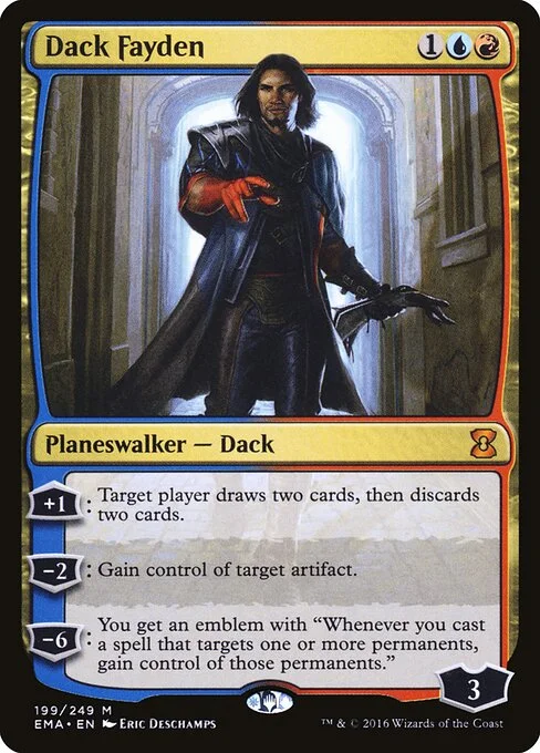 Dack Fayden, carta Magic di tipo Legendary Planeswalker — Dack illustrata da Eric Deschamps