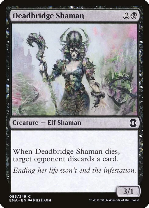 Deadbridge Shaman, carta Magic di tipo Creature — Elf Shaman illustrata da Nils Hamm