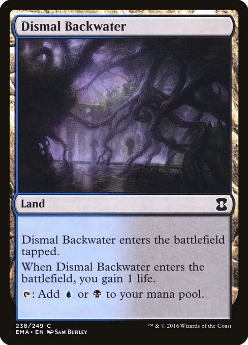 Dismal Backwater, carta Magic di tipo Land illustrata da Sam Burley