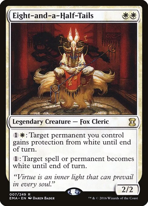 Eight-and-a-Half-Tails, carta Magic di tipo Legendary Creature — Fox Cleric illustrata da Daren Bader