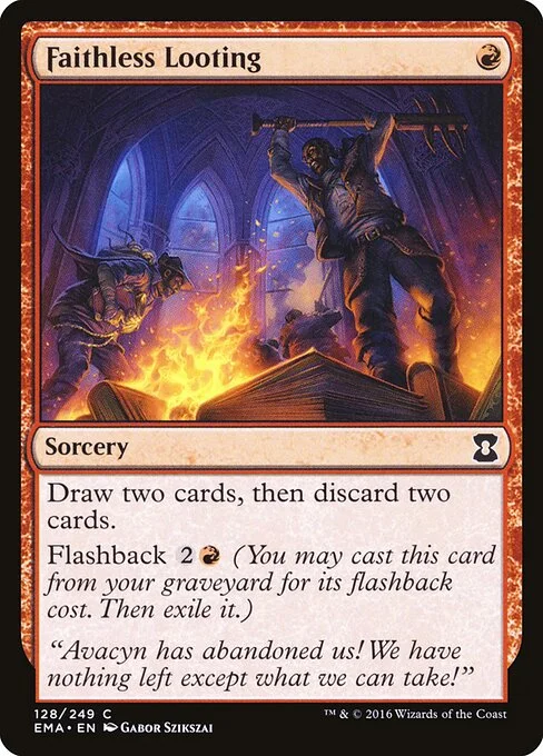 Faithless Looting, carta Magic di tipo Sorcery illustrata da Gabor Szikszai