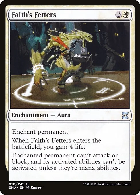 Faith's Fetters, carta Magic di tipo Enchantment — Aura illustrata da Chippy
