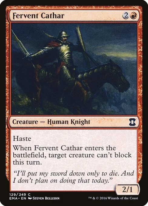 Fervent Cathar, carta Magic di tipo Creature — Human Knight illustrata da Steven Belledin
