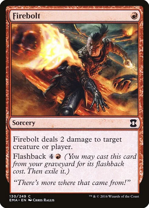 Firebolt, carta Magic di tipo Sorcery illustrata da Chris Rallis