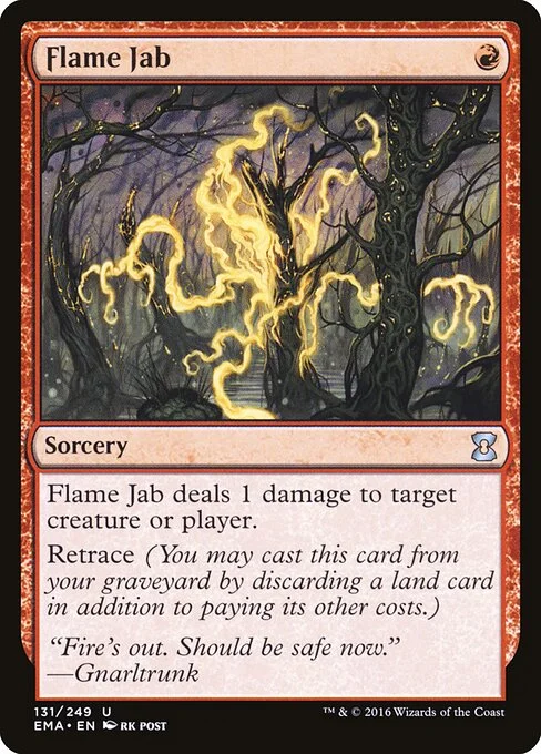 Flame Jab, carta Magic di tipo Sorcery illustrata da rk post