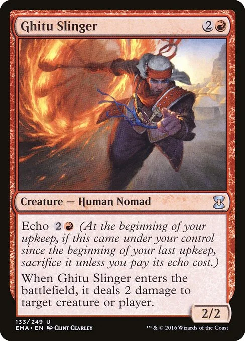 Ghitu Slinger, carta Magic di tipo Creature — Human Nomad illustrata da Clint Cearley