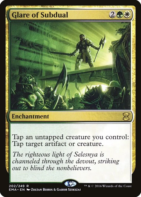 Glare of Subdual, carta Magic di tipo Enchantment illustrata da Zoltan Boros & Gabor Szikszai