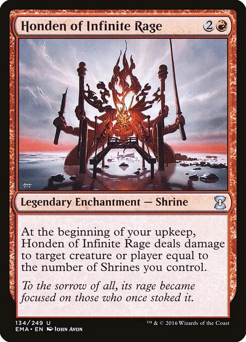 Honden of Infinite Rage, carta Magic di tipo Legendary Enchantment — Shrine illustrata da John Avon