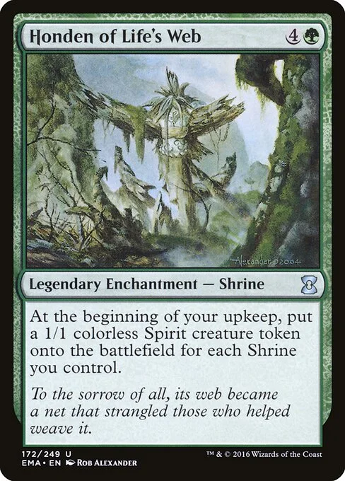 Honden of Life's Web, carta Magic di tipo Legendary Enchantment — Shrine illustrata da Rob Alexander