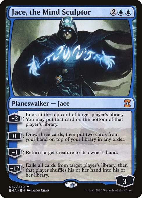 Jace, the Mind Sculptor, carta Magic di tipo Legendary Planeswalker — Jace illustrata da Jason Chan