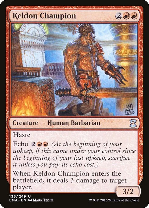 Keldon Champion, carta Magic di tipo Creature — Human Barbarian illustrata da Mark Tedin