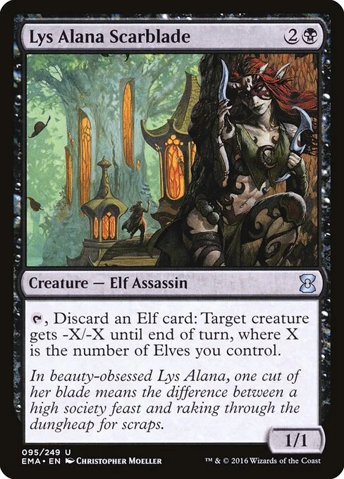 Lys Alana Scarblade, carta Magic di tipo Creature — Elf Assassin illustrata da Christopher Moeller