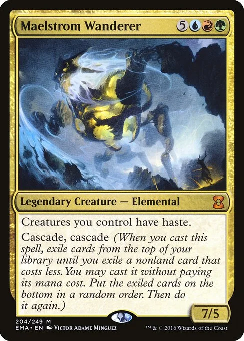 Maelstrom Wanderer, carta Magic di tipo Legendary Creature — Elemental illustrata da Victor Adame Minguez