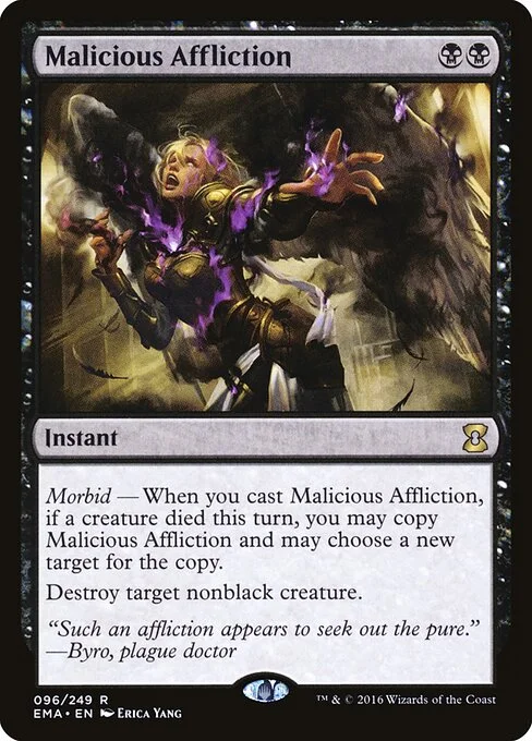 Malicious Affliction, carta Magic di tipo Instant illustrata da Erica Yang