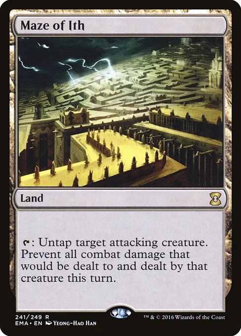 Maze of Ith, carta Magic di tipo Land illustrata da Yeong-Hao Han