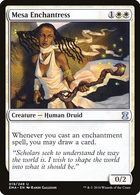 Mesa Enchantress, carta Magic di tipo Creature — Human Druid illustrata da Randy Gallegos