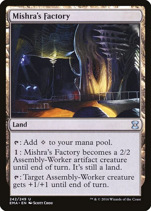 Mishra's Factory, carta Magic di tipo Land illustrata da Scott Chou