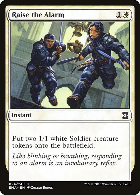 Raise the Alarm, carta Magic di tipo Instant illustrata da Zoltan Boros