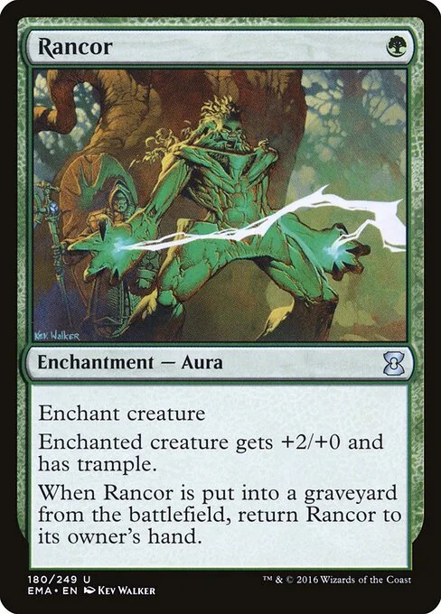 Rancor, carta Magic di tipo Enchantment — Aura illustrata da Kev Walker