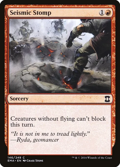 Seismic Stomp, carta Magic di tipo Sorcery illustrata da Chase Stone