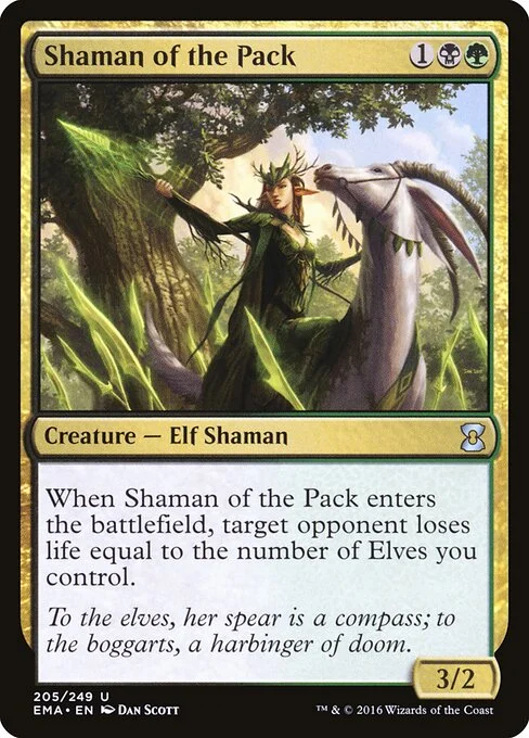 Shaman of the Pack, carta Magic di tipo Creature — Elf Shaman illustrata da Dan Murayama Scott