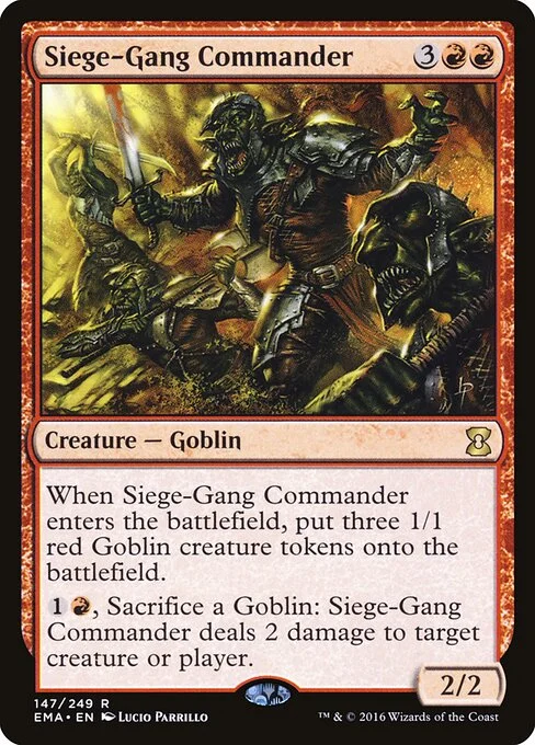 Siege-Gang Commander, carta Magic di tipo Creature — Goblin illustrata da Lucio Parrillo