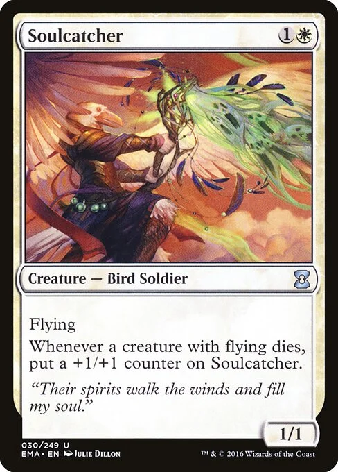 Soulcatcher, carta Magic di tipo Creature — Bird Soldier illustrata da Julie Dillon