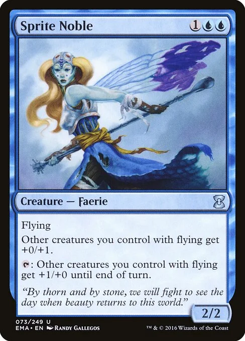 Sprite Noble, carta Magic di tipo Creature — Faerie Noble illustrata da Randy Gallegos