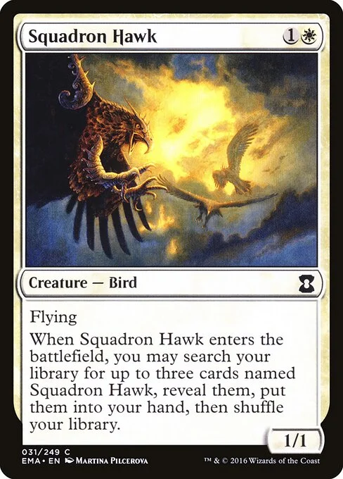 Squadron Hawk, carta Magic di tipo Creature — Bird illustrata da Martina Pilcerova