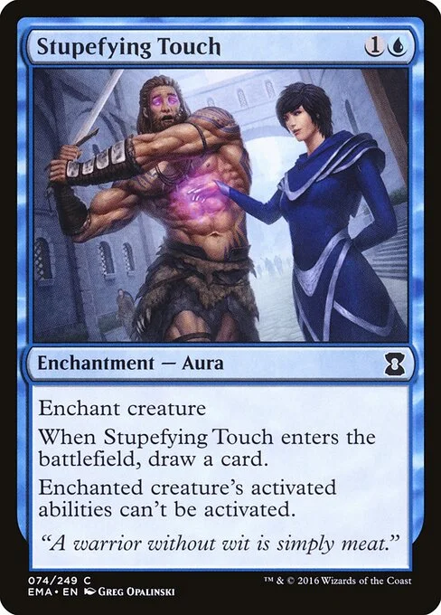 Stupefying Touch, carta Magic di tipo Enchantment — Aura illustrata da Greg Opalinski