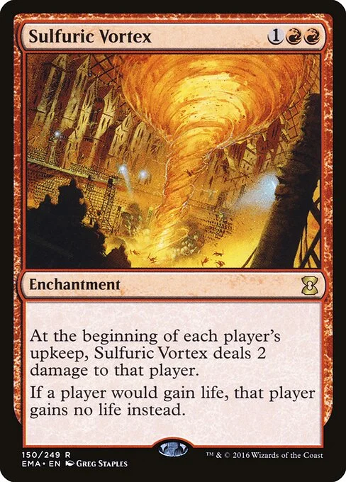Sulfuric Vortex, carta Magic di tipo Enchantment illustrata da Greg Staples