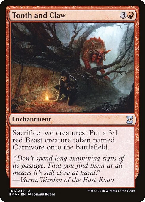 Tooth and Claw, carta Magic di tipo Enchantment illustrata da Johann Bodin