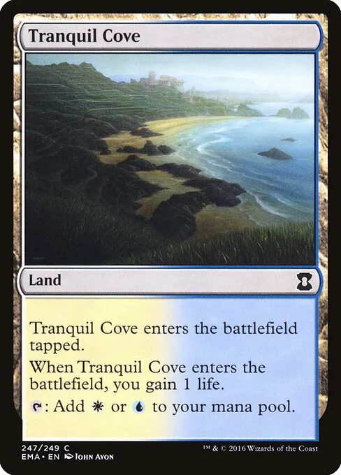 Tranquil Cove, carta Magic di tipo Land illustrata da John Avon