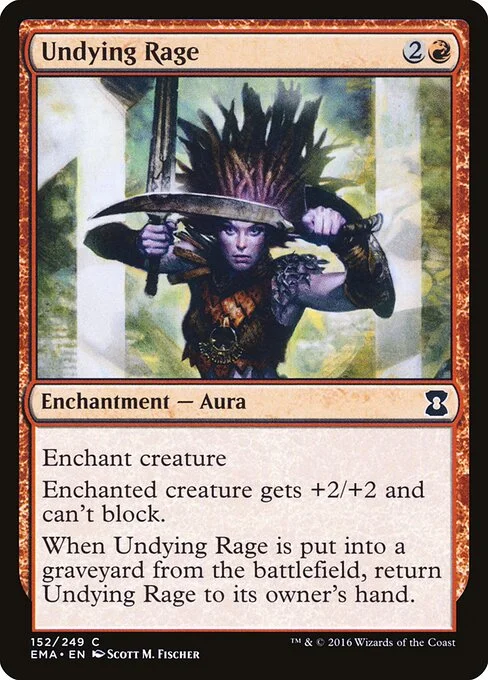 Undying Rage, carta Magic di tipo Enchantment — Aura illustrata da Scott M. Fischer