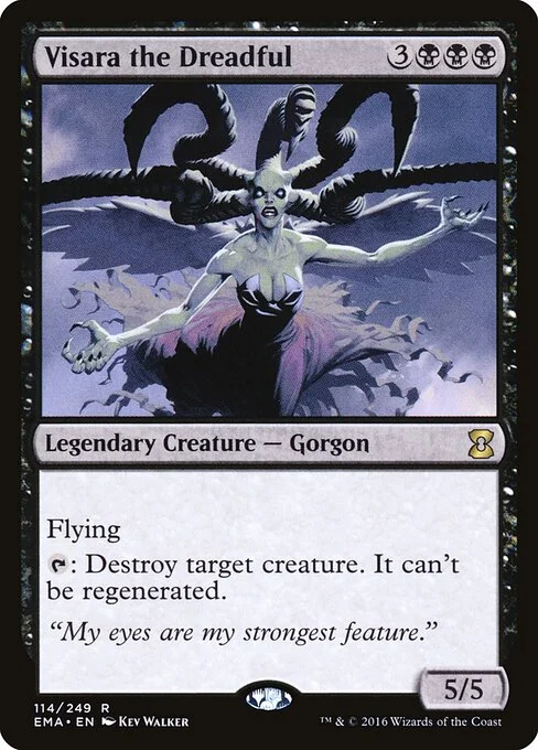 Visara the Dreadful, carta Magic di tipo Legendary Creature — Gorgon illustrata da Kev Walker