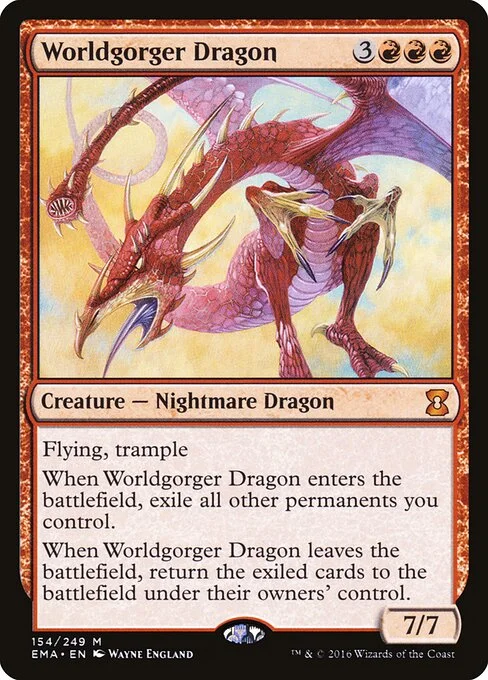Worldgorger Dragon, carta Magic di tipo Creature — Nightmare Dragon illustrata da Wayne England