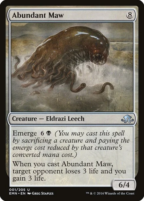 Abundant Maw, carta Magic di tipo Creature — Eldrazi Leech illustrata da Greg Staples