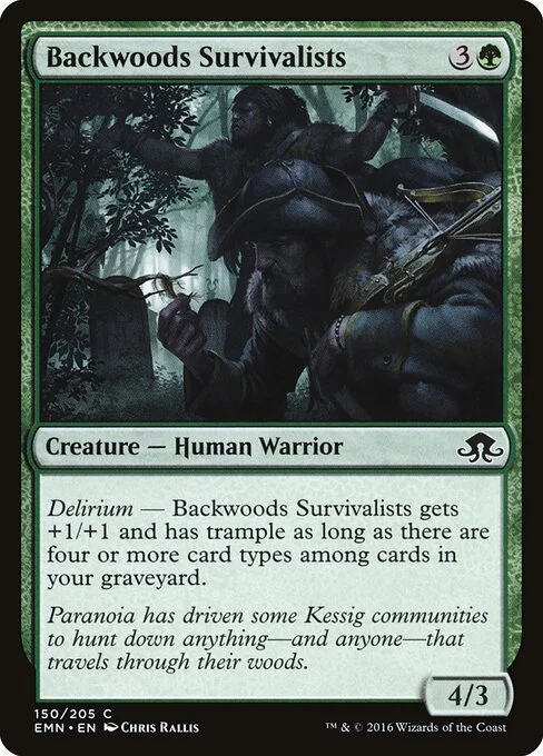 Backwoods Survivalists, carta Magic di tipo Creature — Human Warrior illustrata da Chris Rallis