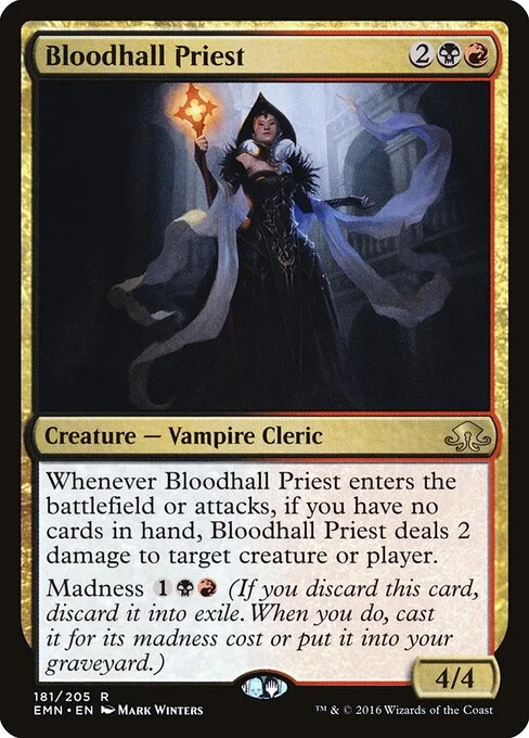 Bloodhall Priest, carta Magic di tipo Creature — Vampire Cleric illustrata da Mark Winters
