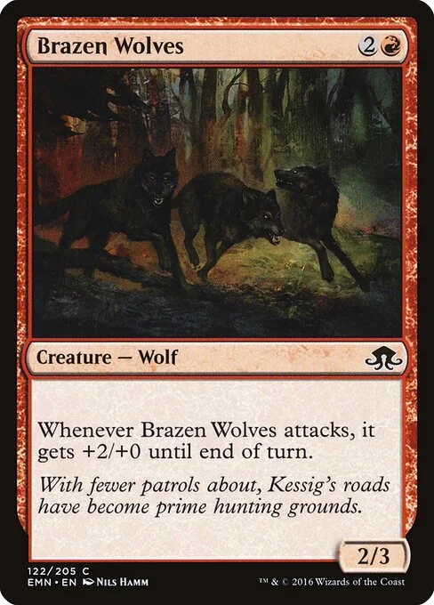 Brazen Wolves, carta Magic di tipo Creature — Wolf illustrata da Nils Hamm
