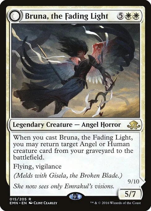 Bruna, the Fading Light, carta Magic di tipo Legendary Creature — Angel Horror illustrata da Clint Cearley
