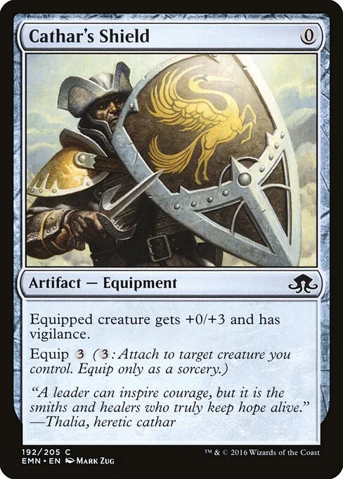 Cathar's Shield, carta Magic di tipo Artifact — Equipment illustrata da Mark Zug