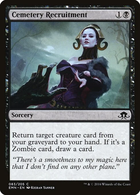 Cemetery Recruitment, carta Magic di tipo Sorcery illustrata da Kieran Yanner