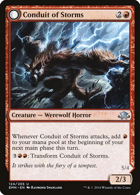 Conduit of Storms // Conduit of Emrakul, carta Magic di tipo Creature — Werewolf Horror // Creature — Eldrazi Werewolf illustrata da Raymond Swanland
