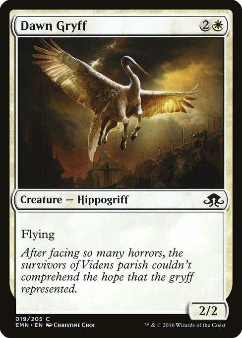 Dawn Gryff, carta Magic di tipo Creature — Hippogriff illustrata da Christine Choi
