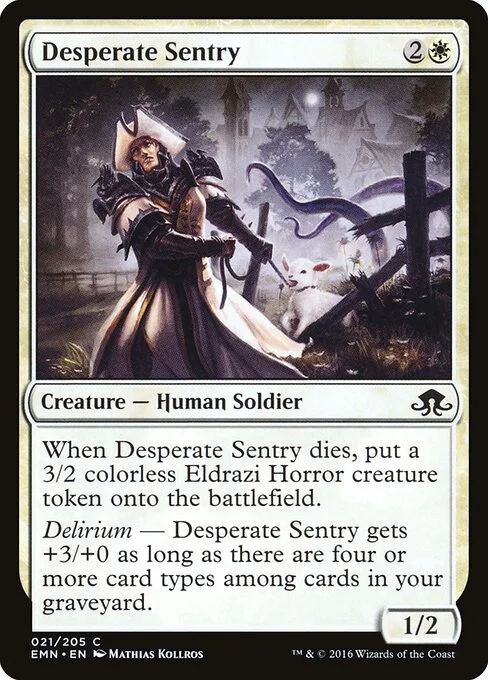 Desperate Sentry, carta Magic di tipo Creature — Human Soldier illustrata da Mathias Kollros