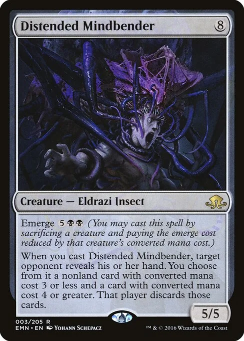 Distended Mindbender, carta Magic di tipo Creature — Eldrazi Insect illustrata da Yohann Schepacz
