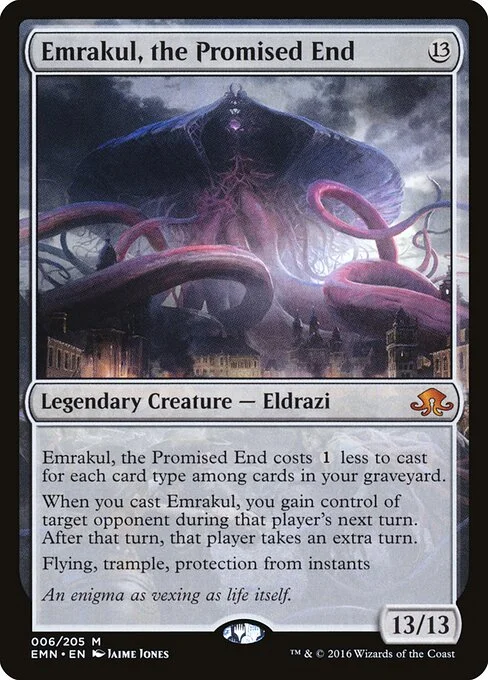 Emrakul, the Promised End, carta Magic di tipo Legendary Creature — Eldrazi illustrata da Jaime Jones